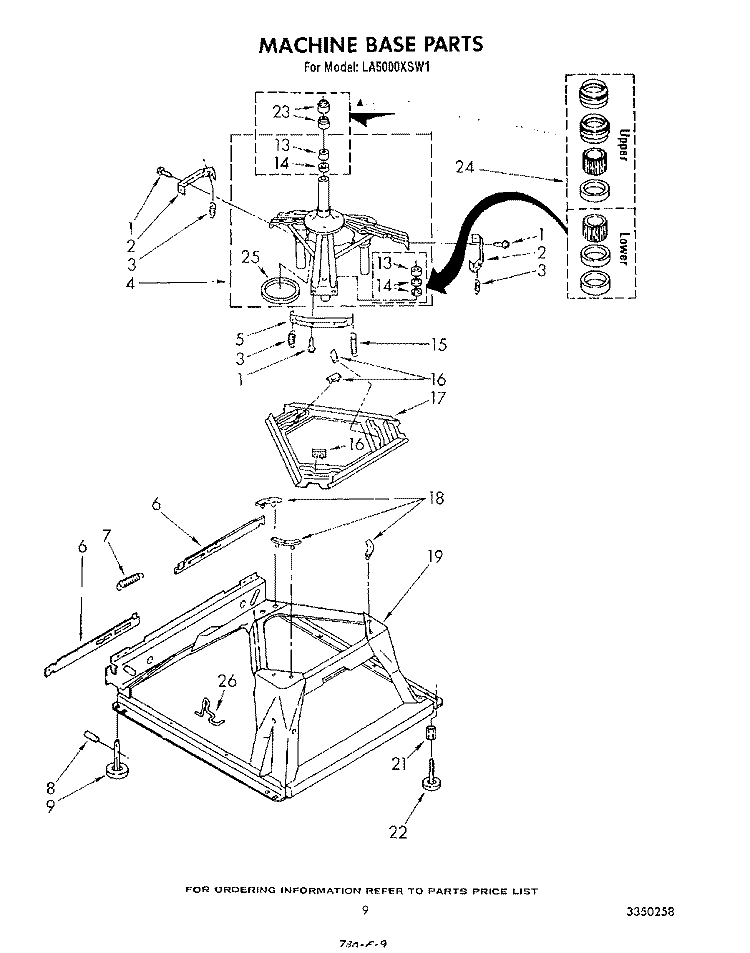 MACHINE BASE Diagram and Parts List for LA5000XSW1  Whirlpool Washer