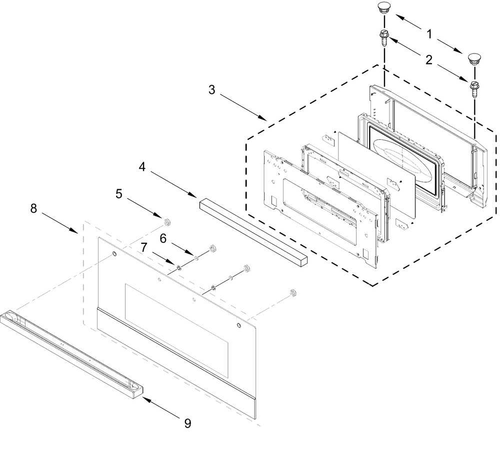 Microwave Door Parts Diagram and Parts List for JOEMC130RM00  Whirlpool Microwave