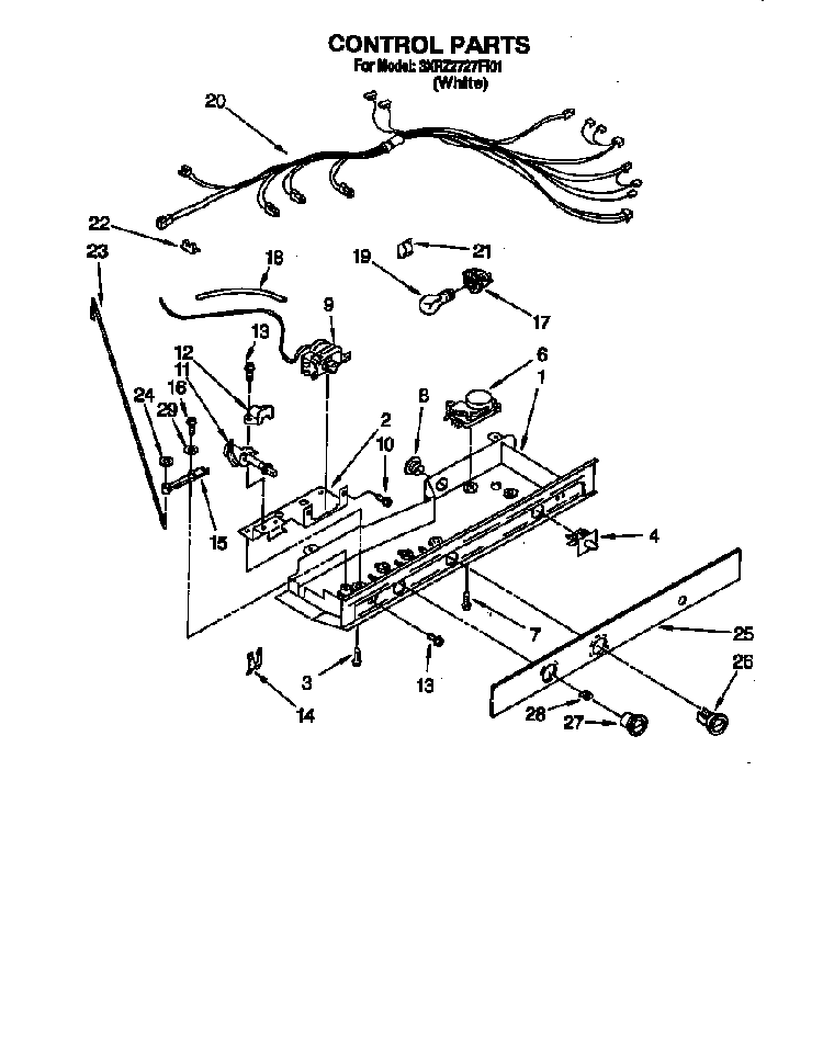 Control Diagram and Parts List for 3XR2727FI01  Whirlpool Refrigerator