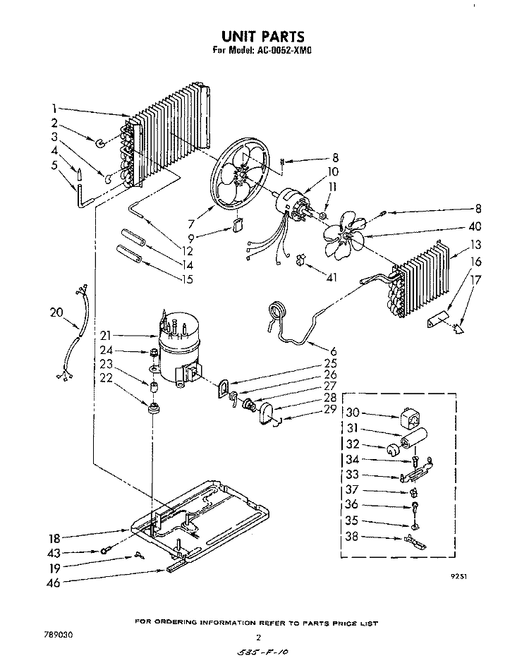 UNIT PARTS Diagram and Parts List for AC0052XM0  Whirlpool Air Conditioner