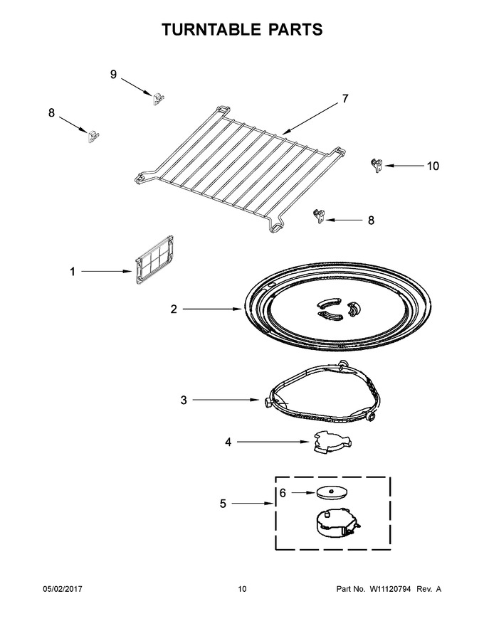06 - Turntable Parts Diagram and Parts List for YKMHS120EB3  KitchenAid Microwave Oven Combo