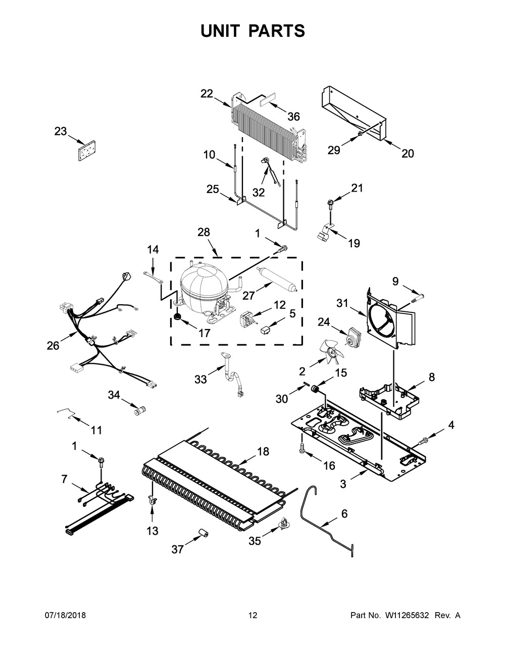 Unit Parts Diagram and Parts List for WRF550CDHZ01  Whirlpool Refrigerator
