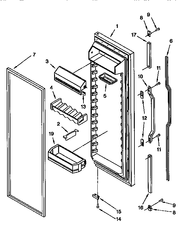 Refrigerator Door Diagram and Parts List for KSRP27QBL00  KitchenAid Refrigerator
