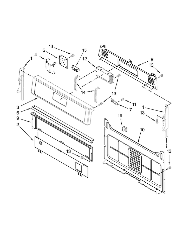 Control Panel Parts Diagram and Parts List for WFG510S0AB2  Whirlpool Range
