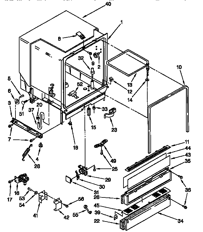 Tub Assembly Diagram and Parts List for DU940QWDG6  Whirlpool Dishwasher