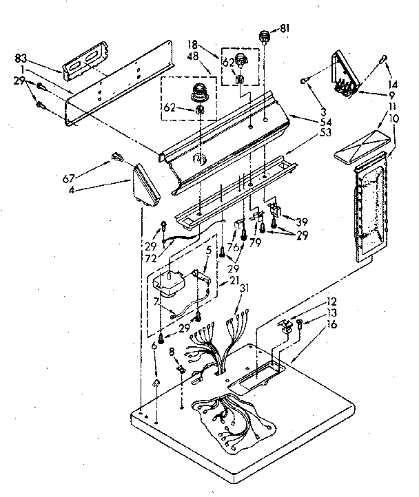 Top And Console Diagram and Parts List for LE5800XSN3  Whirlpool Dryer