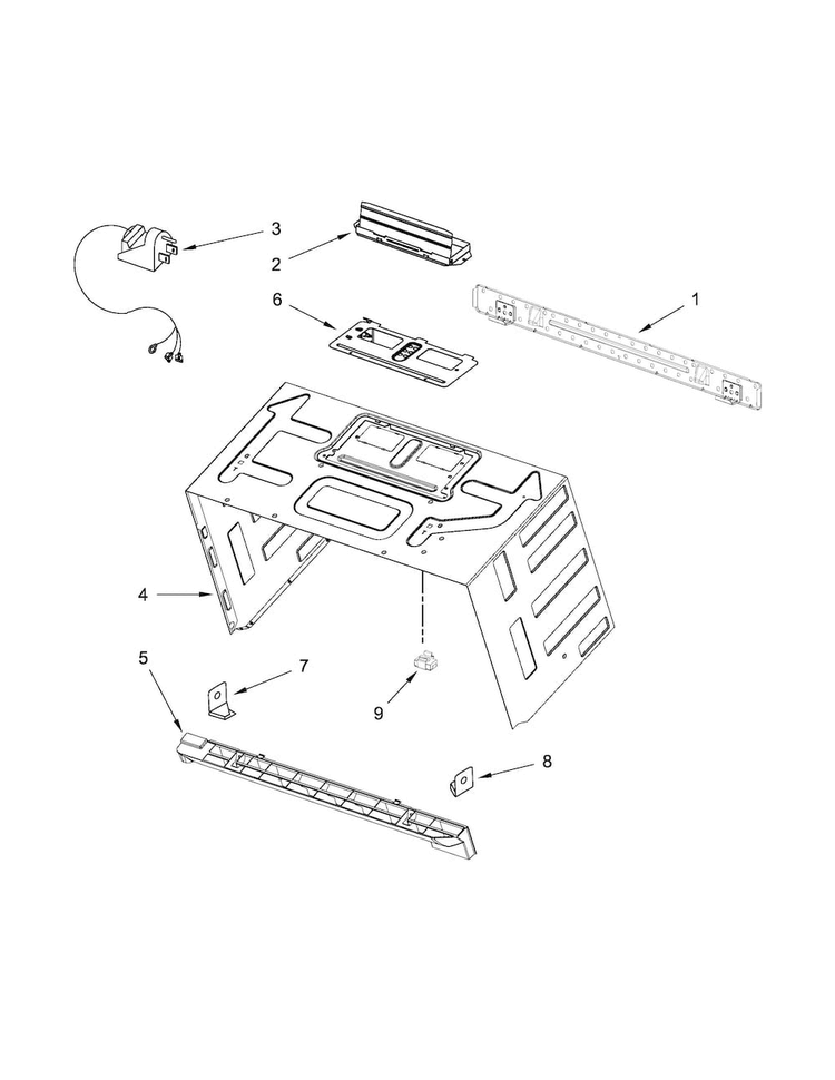 Cabinet And Installation Parts Diagram and Parts List for WMH73521CE1  Whirlpool Microwave