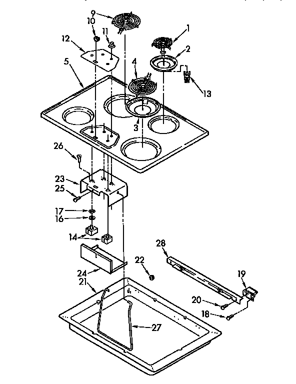 Cooktop Diagram and Parts List for KECS100SBC2  KitchenAid Cooktop