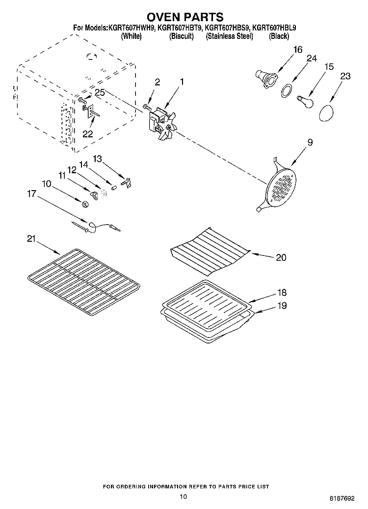 OVEN Diagram and Parts List for KGRT607HBL9  KitchenAid Range