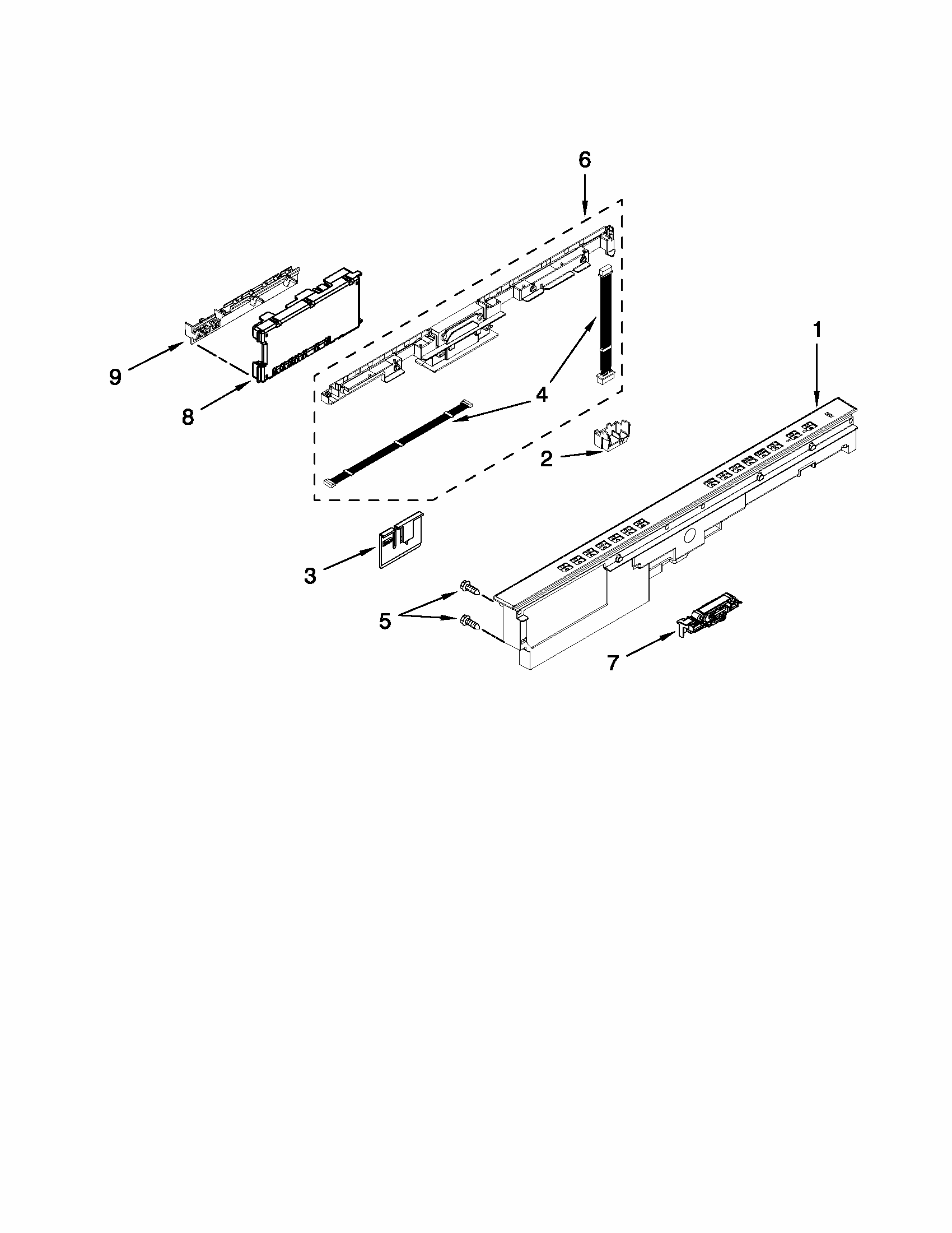 Control Panel And Latch Parts Diagram and Parts List for 66513299K111  Kenmore Dishwasher