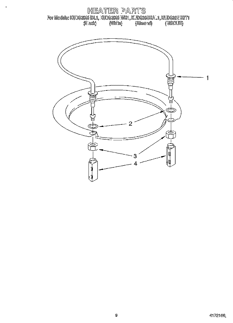 HEATER Diagram and Parts List for KUDS25SHBT1  KitchenAid Dishwasher