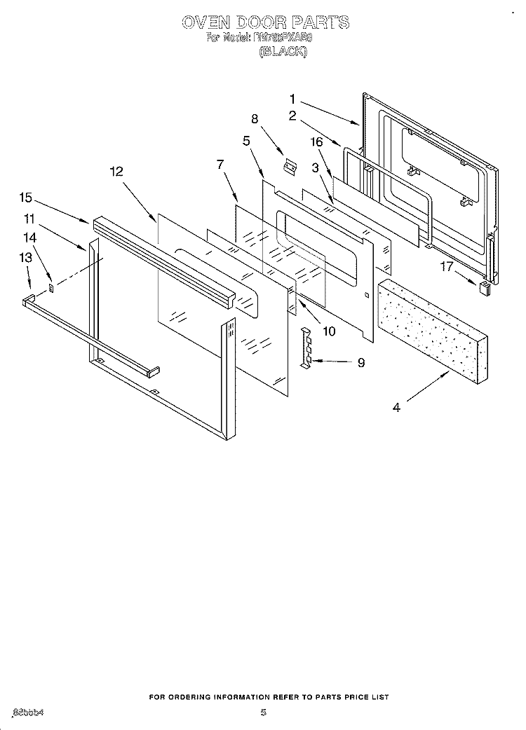 OVEN DOOR Diagram and Parts List for RM765PXAB0  Whirlpool Wall Oven