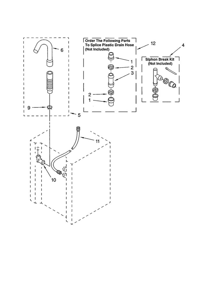 Washer Water System Diagram and Parts List for 110C92962200  Kenmore Washer Dryer Combo
