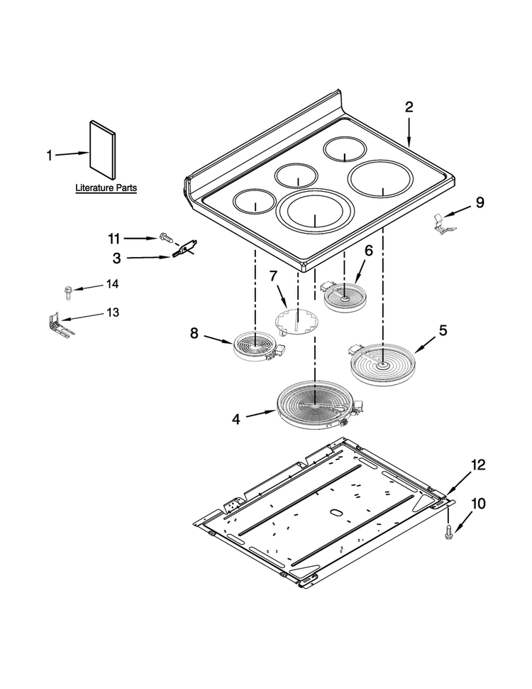 Cooktop Parts Diagram and Parts List for KERS202BSS1  KitchenAid Range