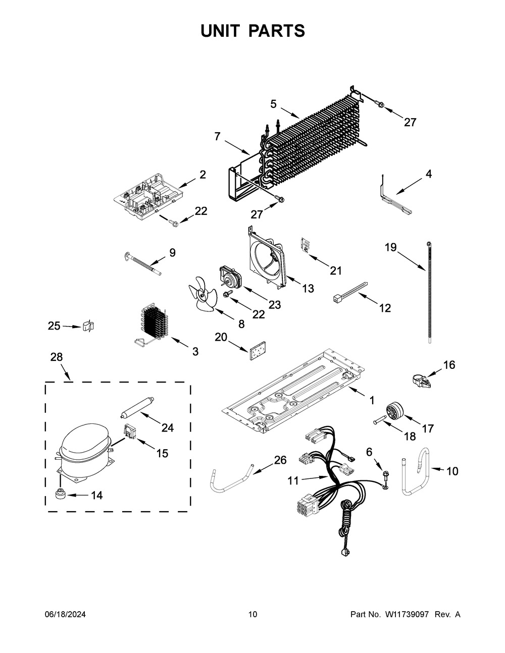 Unit Parts Diagram and Parts List for WRTX5328PM01  Whirlpool Refrigerator