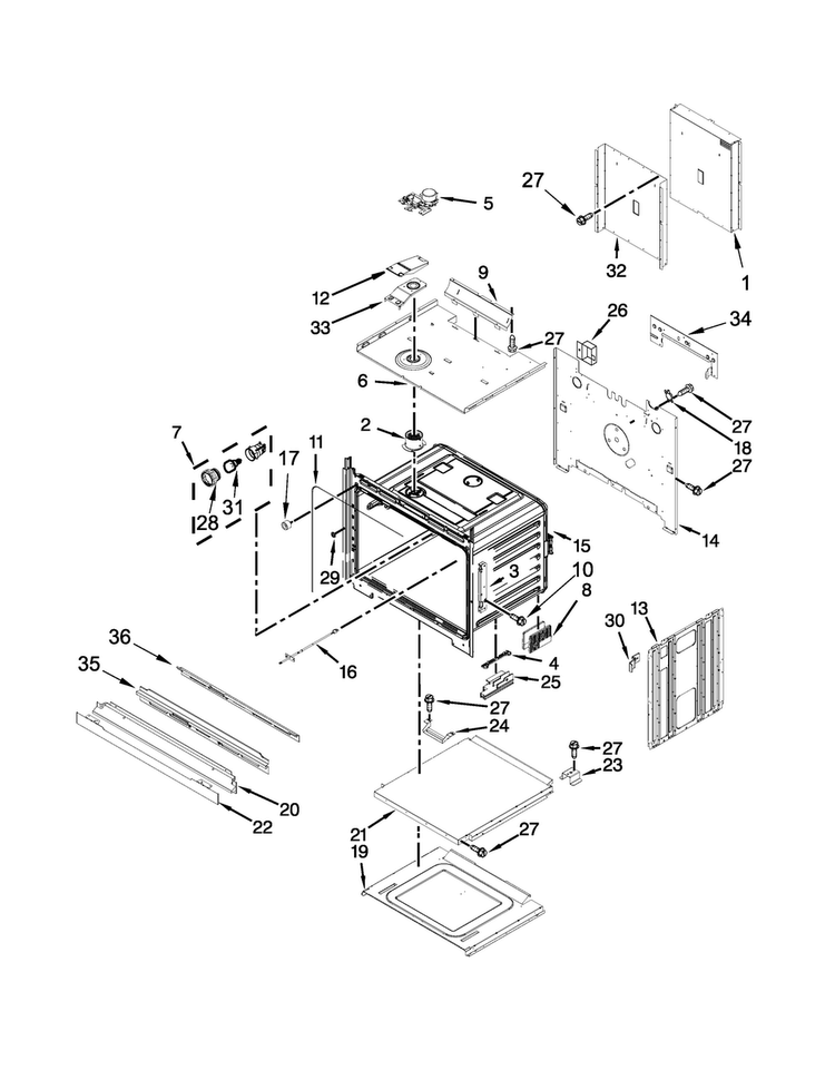 Oven Parts Diagram and Parts List for WOD51EC7AW04  Whirlpool Wall Oven