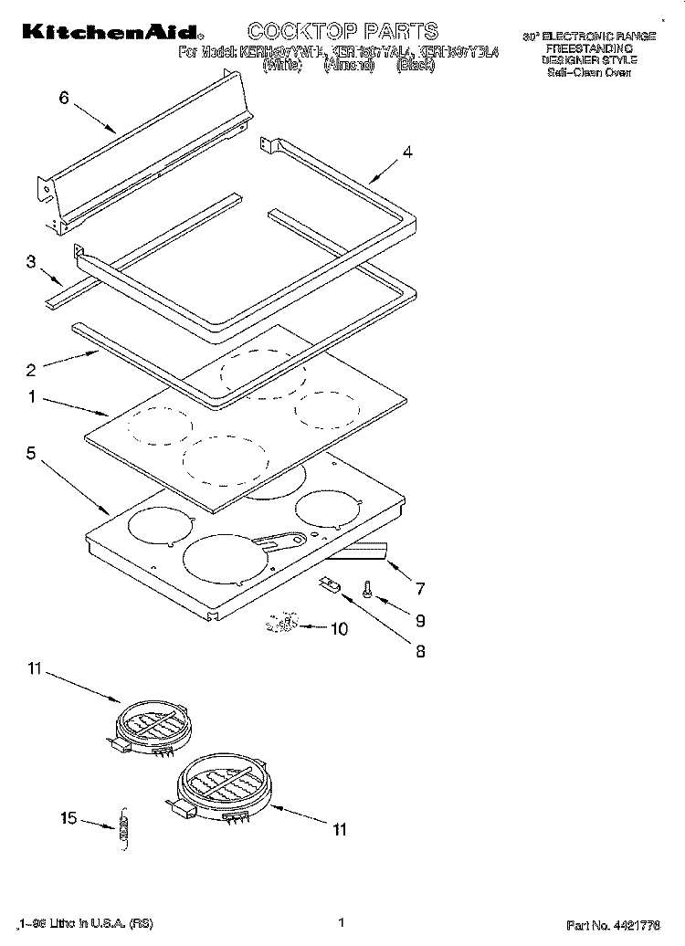 COOKTOP Diagram and Parts List for KERH507YAL4  KitchenAid Range