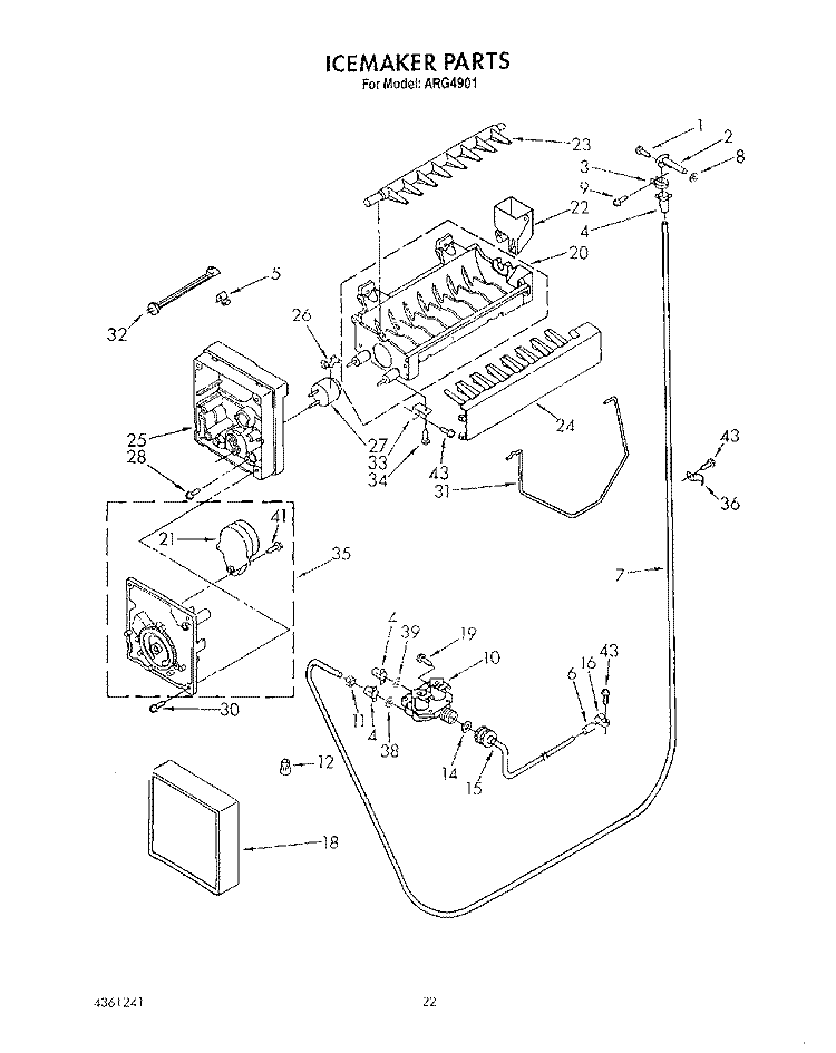 ICEMAKER, LIT/OPTIONAL Diagram and Parts List for ARG4901  Whirlpool Refrigerator