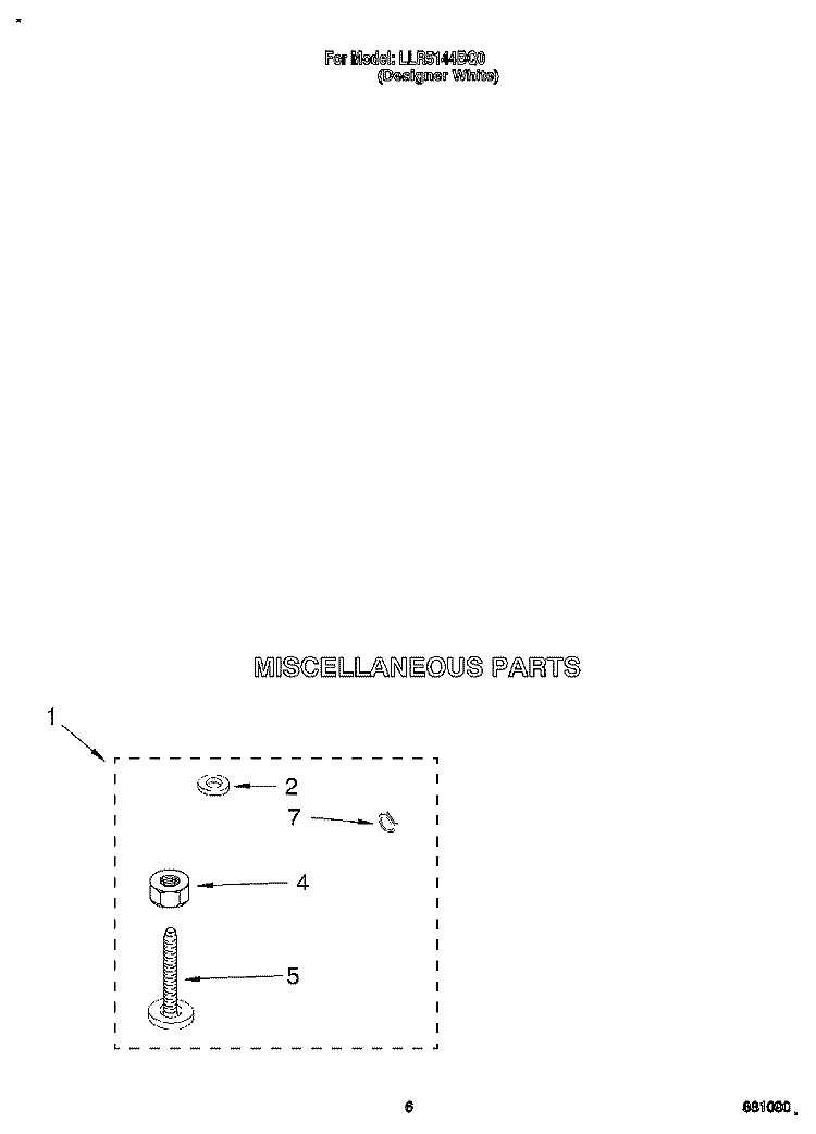 MISCELLANEOUS Diagram and Parts List for LLR5144BQ0  Whirlpool Washer