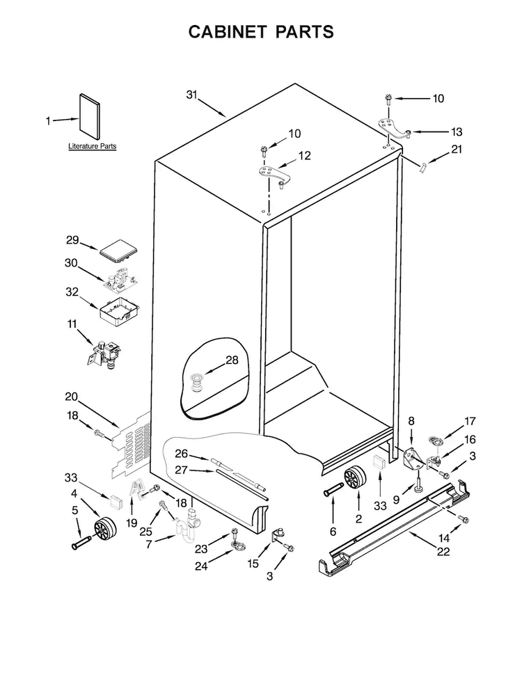 Cabinet Parts Diagram and Parts List for 10651789410  Kenmore Refrigerator