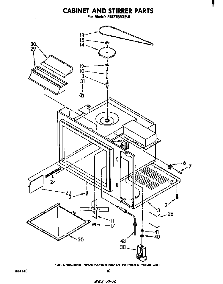 Cabinet And Stirrer Diagram and Parts List for RM278PXP0  Whirlpool Microwave Oven Combo