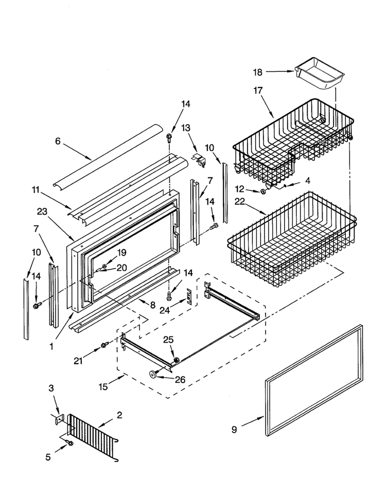 Freezer Door And Basket Diagram and Parts List for KBLP36FKS01  KitchenAid Refrigerator