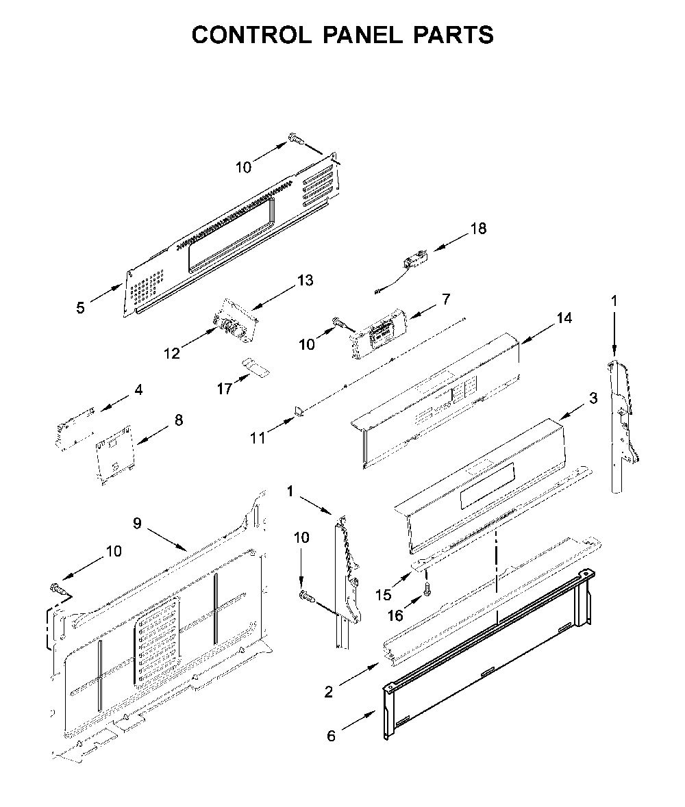 Control panel parts Diagram and Parts List for WFG975H0HZ1  Whirlpool Range