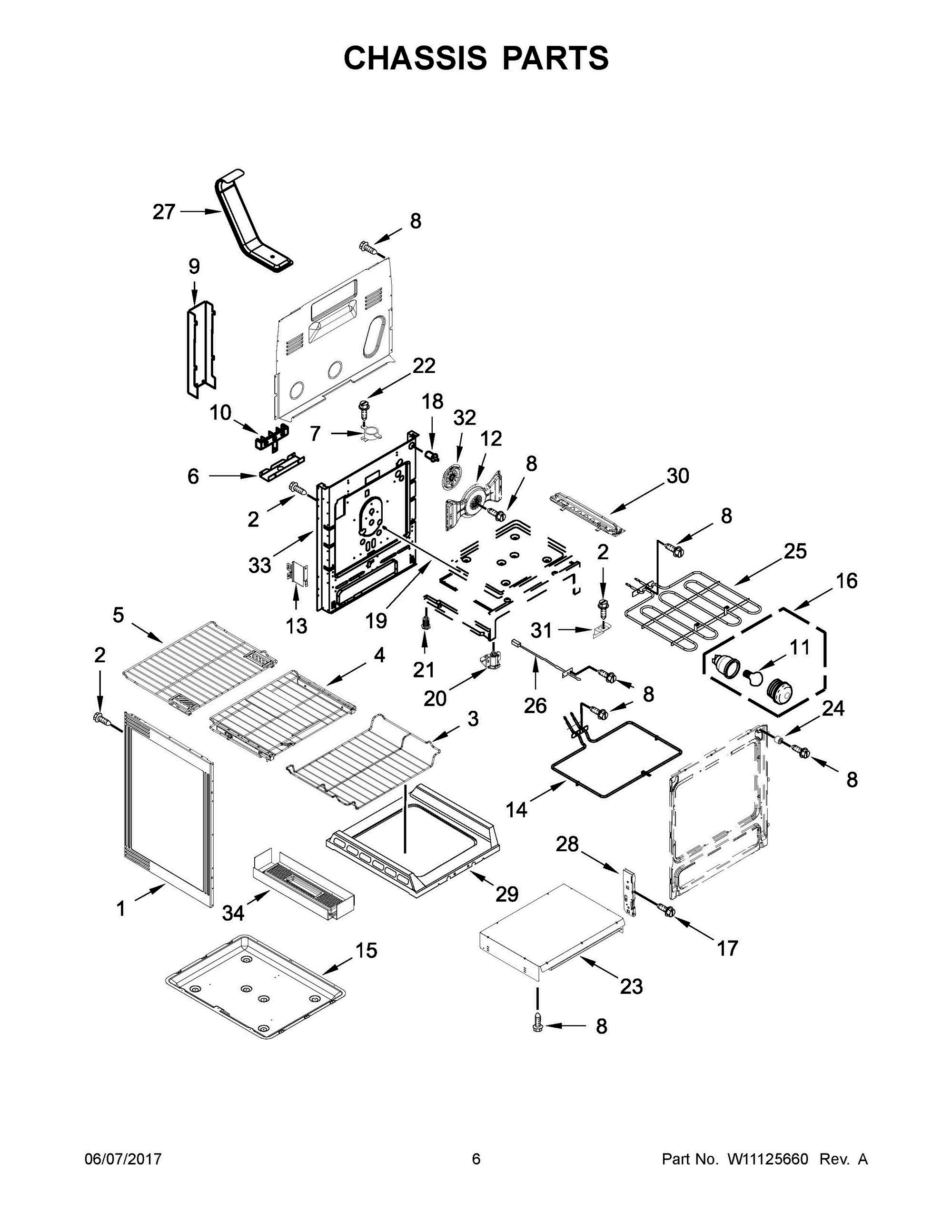04 - CHASSIS PARTS Diagram and Parts List for KFES530ESS2  Whirlpool Range