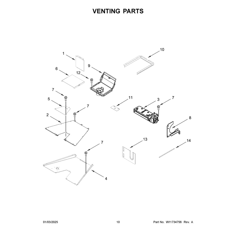 Venting Parts Diagram and Parts List for KFGC500JAV07  KitchenAid Range