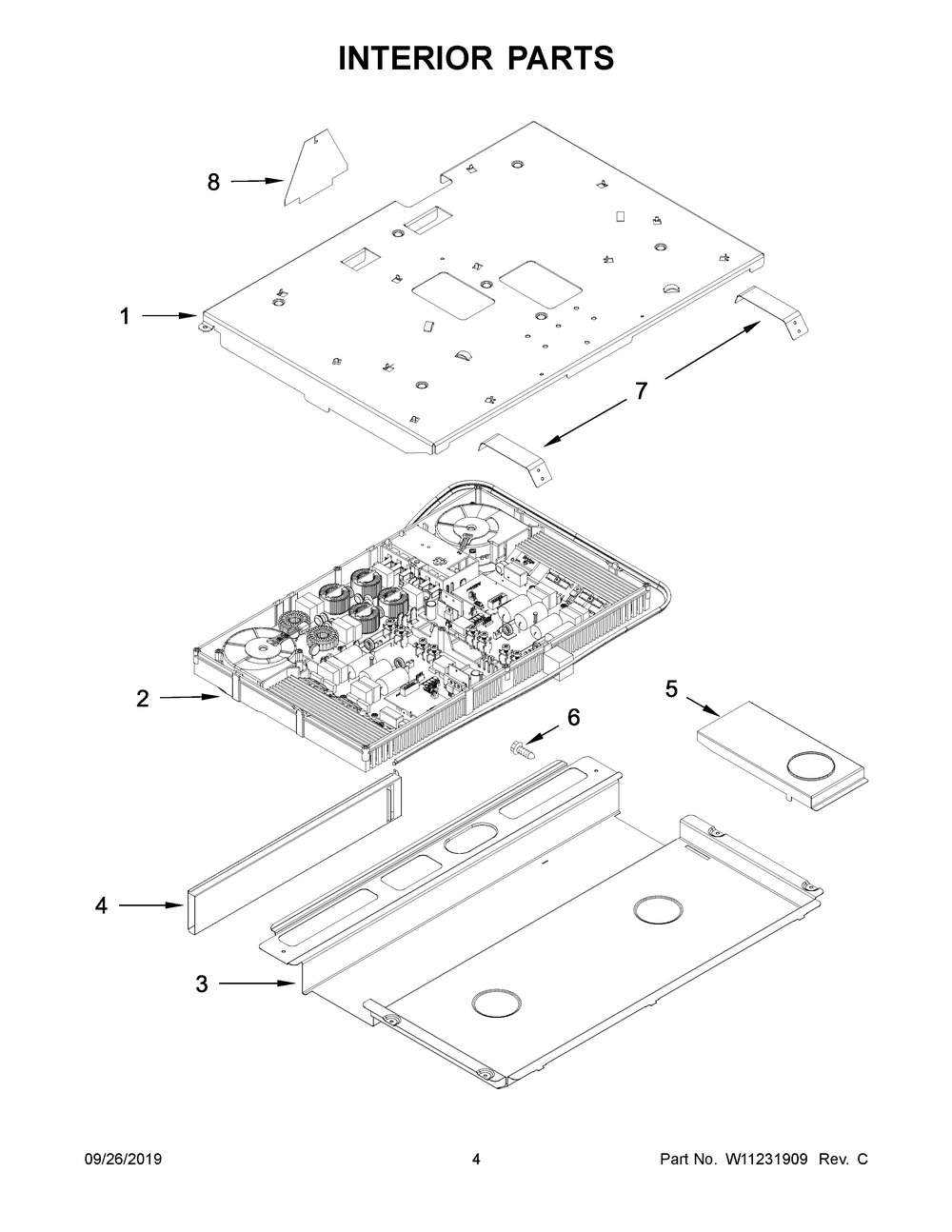 Interior Parts Diagram and Parts List for KSIB900ESS2  Whirlpool Range