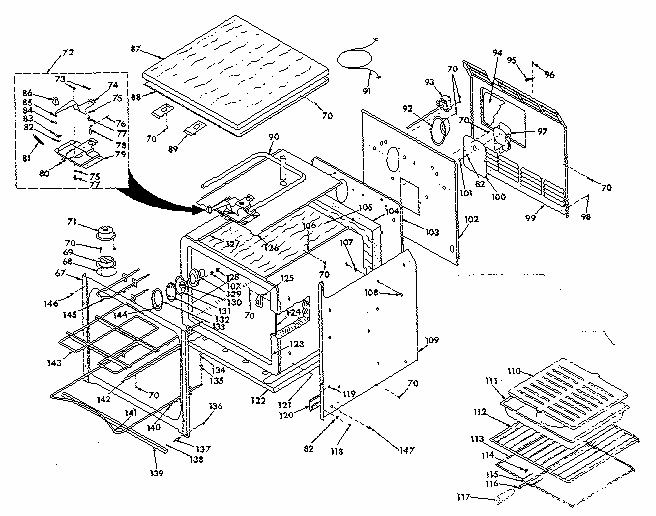 Body Section Diagram and Parts List for 8504237290  Kenmore Range