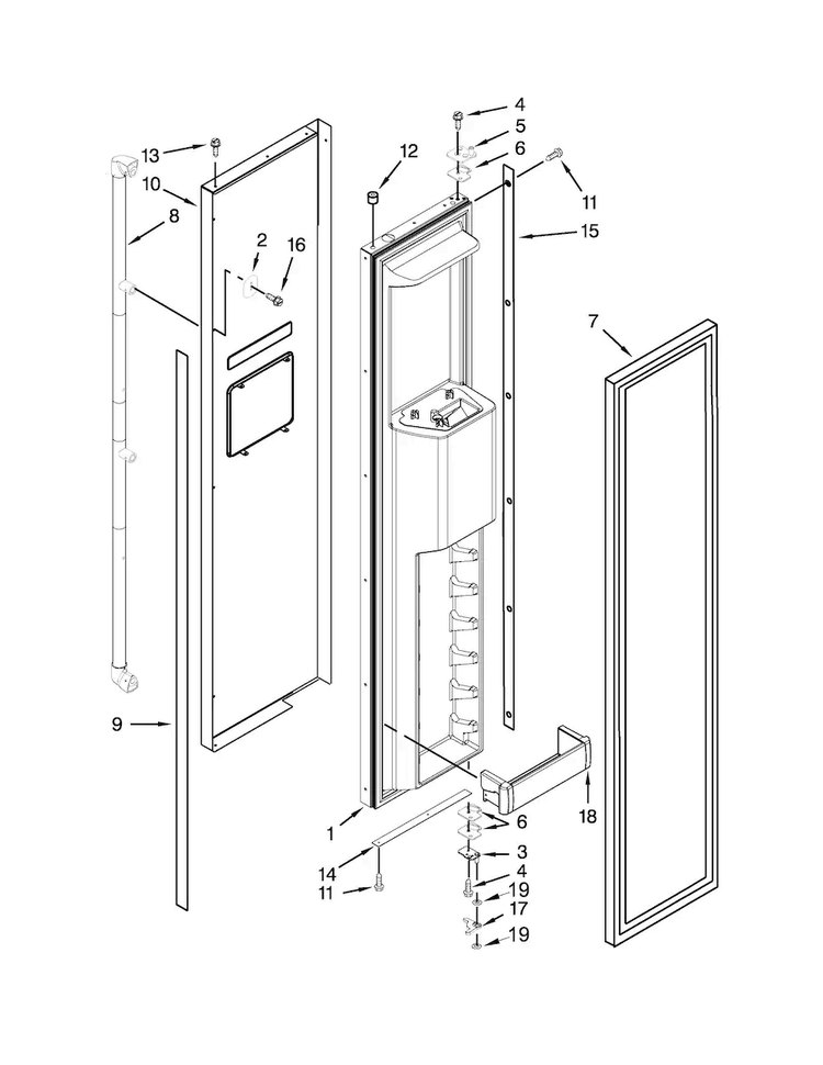 Freezer Door Parts Diagram and Parts List for KSSC42QVS10  KitchenAid Refrigerator