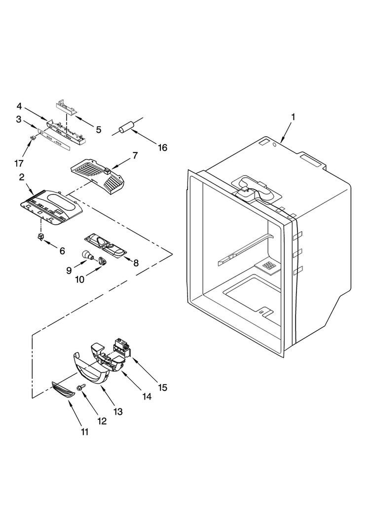 Refrigerator Liner Parts Diagram and Parts List for GX5SHDXTQ11  Whirlpool Refrigerator