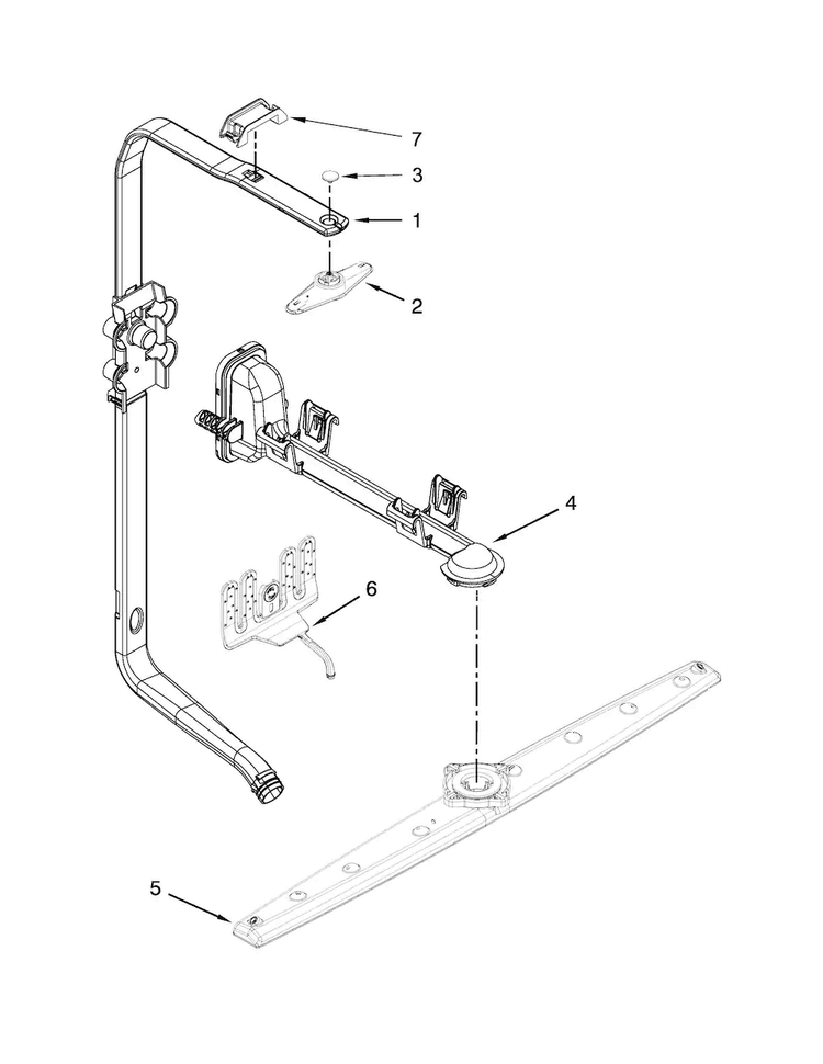 Upper Wash And Rinse Parts Diagram and Parts List for KUDE60HXSS6  KitchenAid Dishwasher