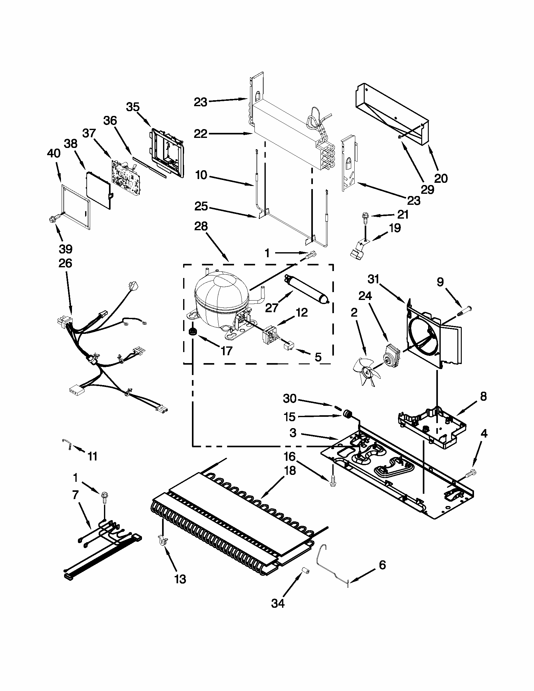 Unit Parts Diagram and Parts List for 59679533019  Kenmore Refrigerator