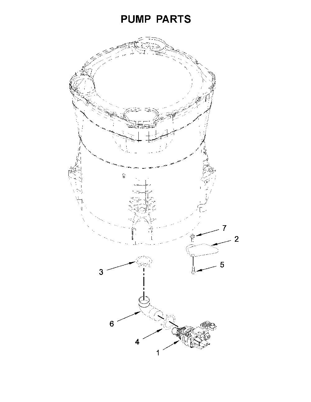 Pump parts Diagram and Parts List for 11027132412  Kenmore Washer