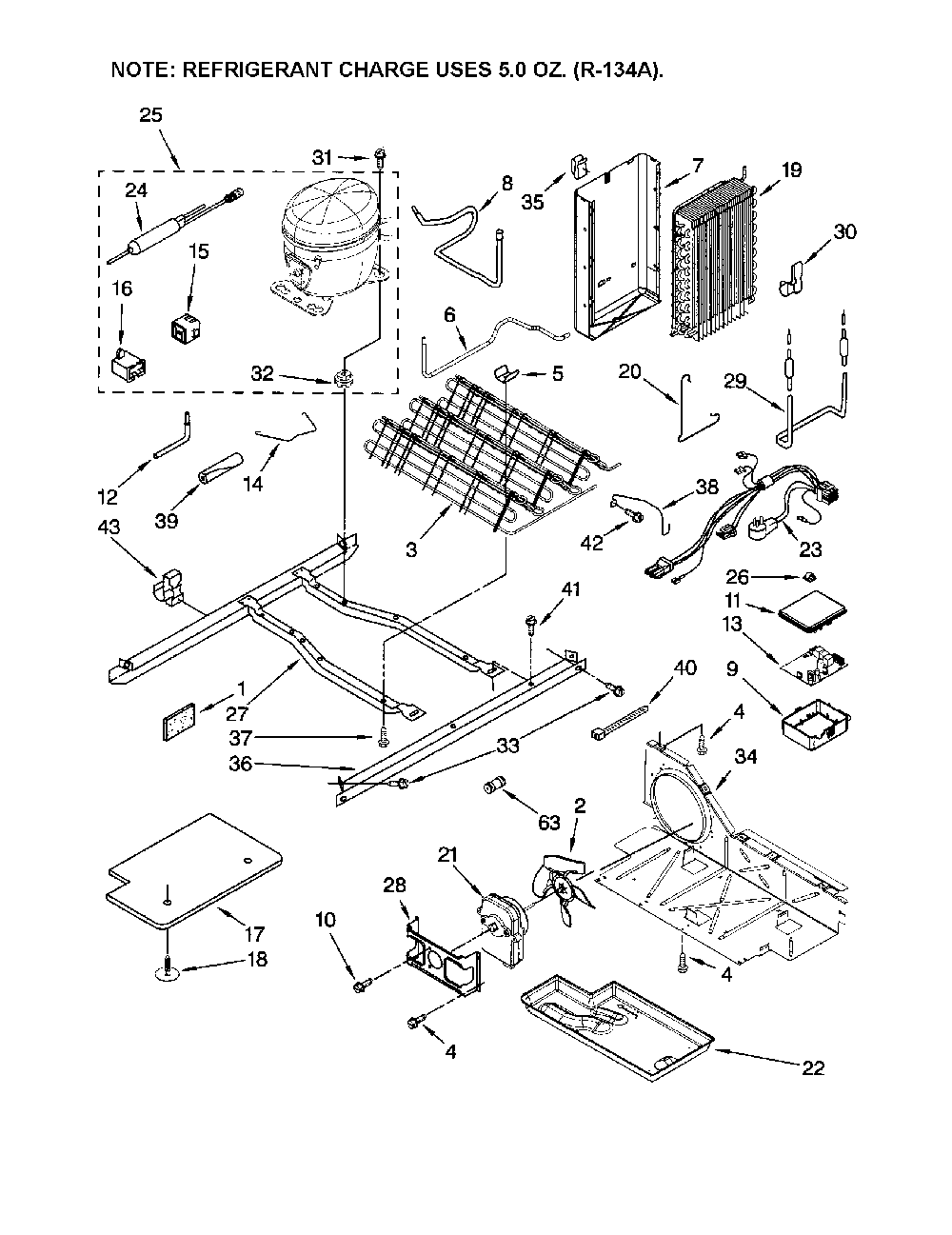 Unit Diagram and Parts List for 10658982801  Kenmore Refrigerator