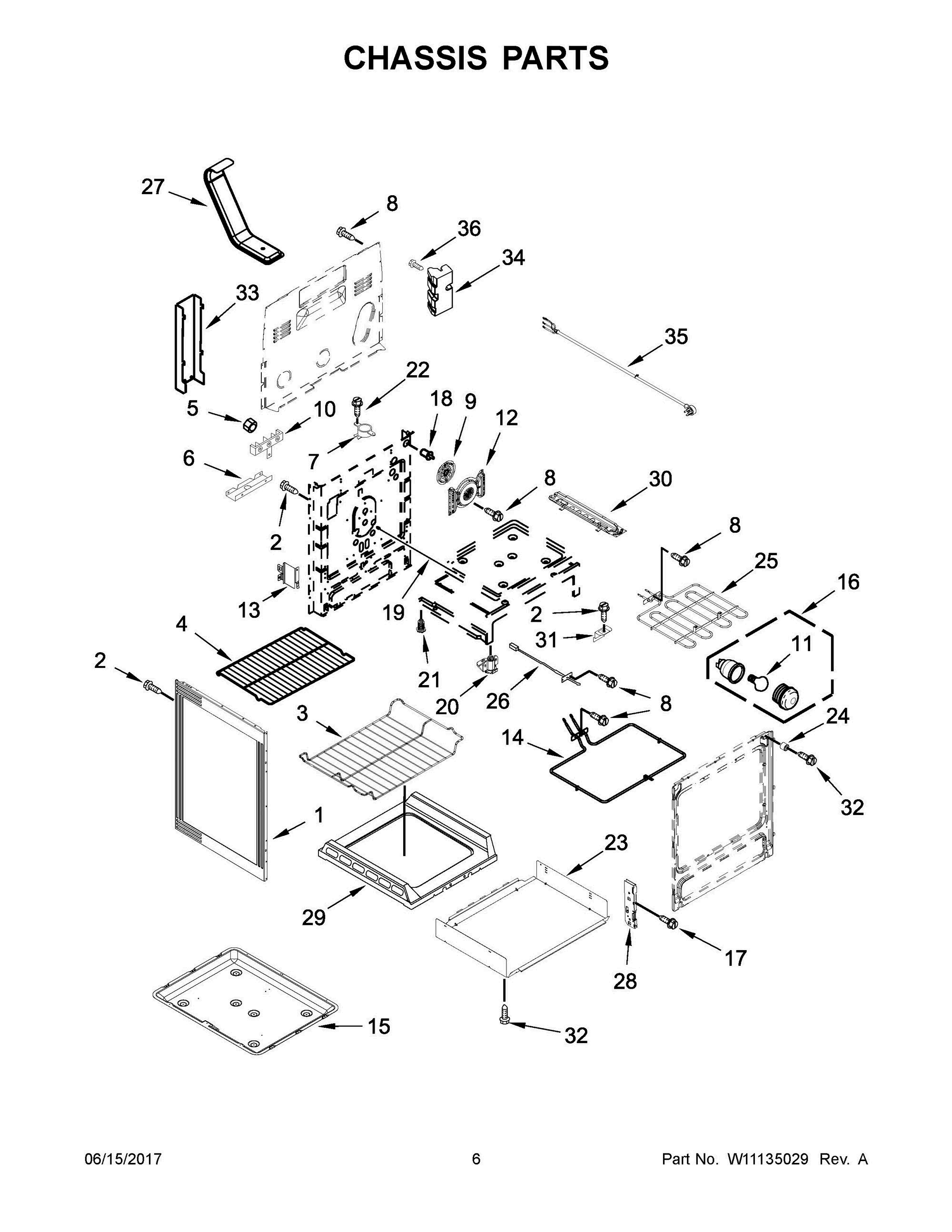 04 - CHASSIS PARTS Diagram and Parts List for YKFEG500EBS2  Whirlpool Range