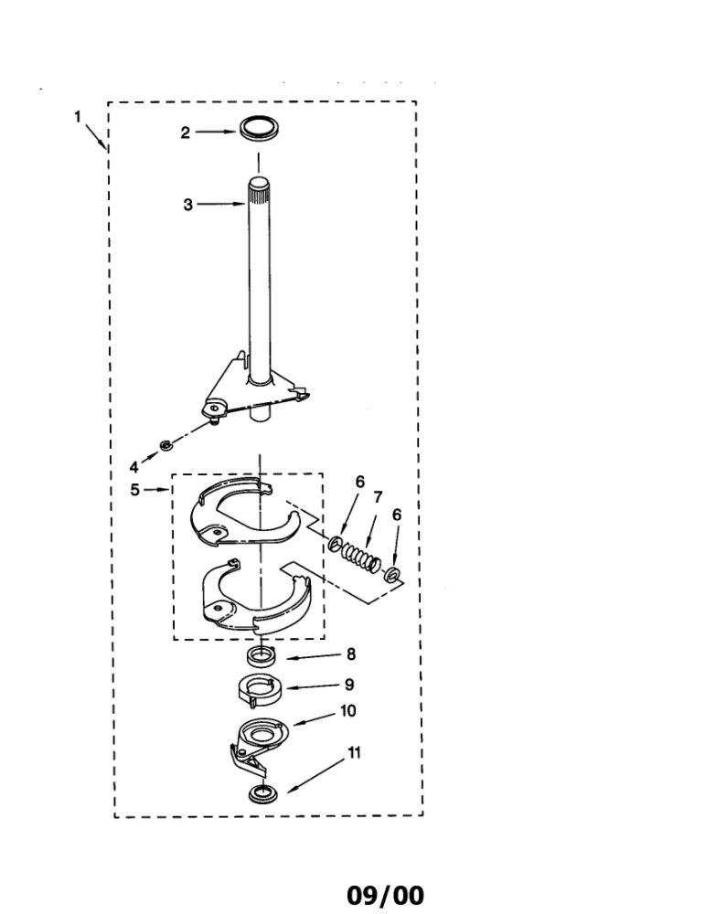 Brake And Drive Tube Diagram and Parts List for 11021066000  Kenmore Washer