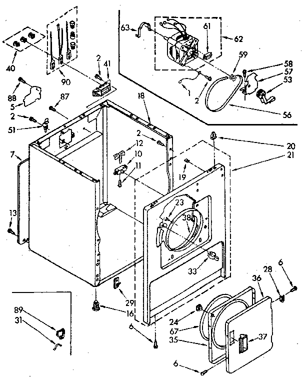 Cabinet Diagram and Parts List for LE5700XSNW  Whirlpool Dryer