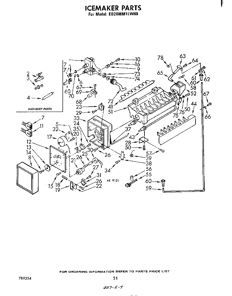 ICE MAKER Diagram and Parts List for ED26MM1LWR0  Whirlpool Refrigerator