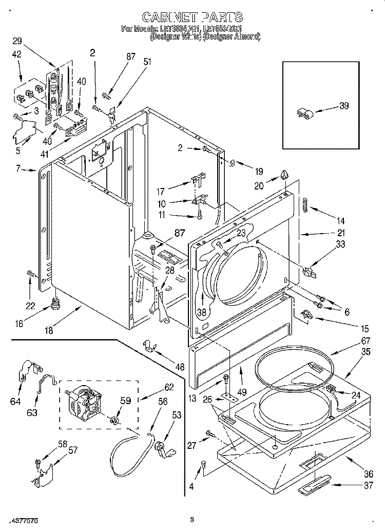 SECTION Diagram and Parts List for LET6634DQ1  Whirlpool Dryer