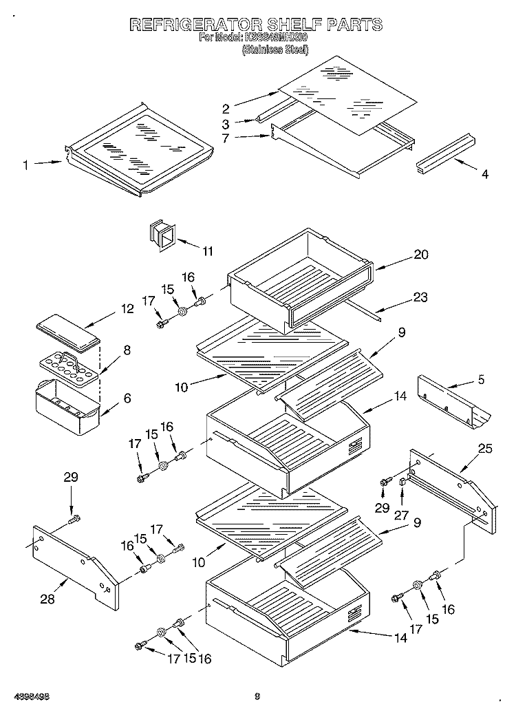 REFRIGERATOR SHELF Diagram and Parts List for KSSS48MHX00  KitchenAid Refrigerator