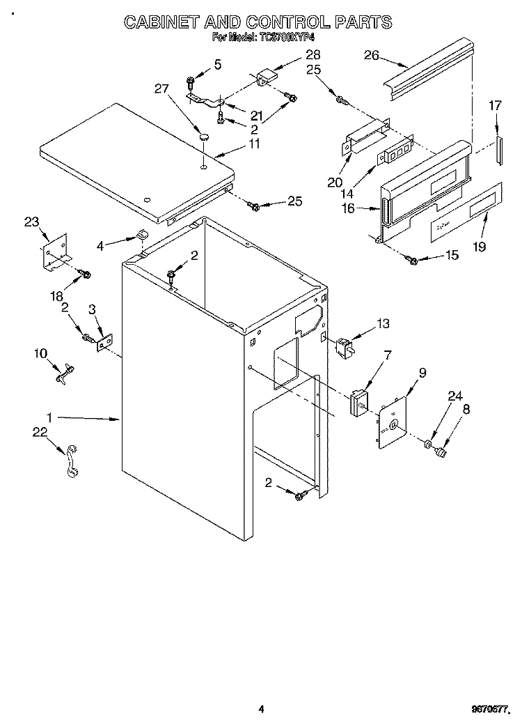 PANEL AND CONTROL Diagram and Parts List for TC8700XYP4  Whirlpool Trash Compactor