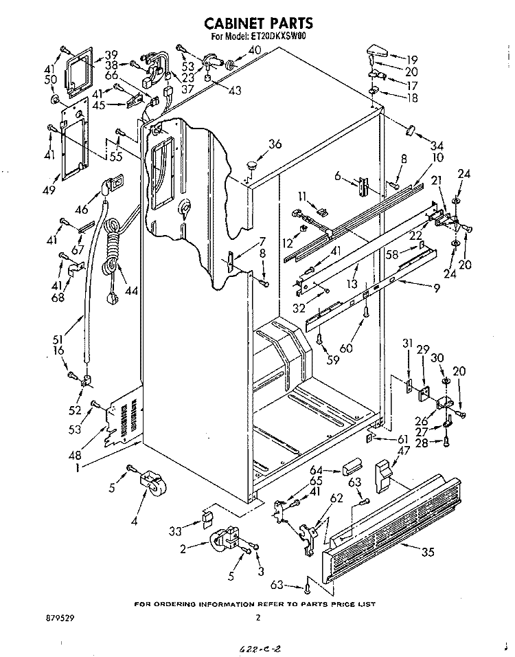 CABINET Diagram and Parts List for ET20DKXSW00  Whirlpool Refrigerator