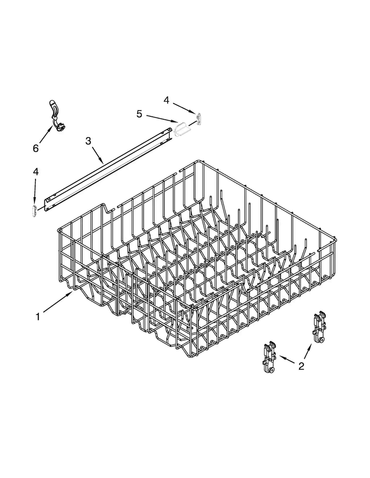 Upper Rack And Track Parts Diagram and Parts List for DU1015XTXT2  Whirlpool Dishwasher