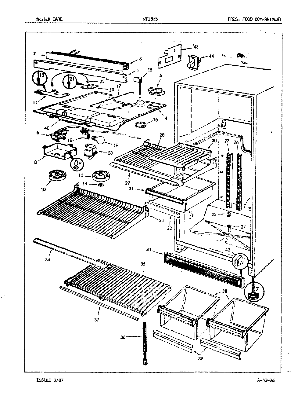 03 - Fresh Food Compartment Diagram and Parts List for NT15H5  Whirlpool Refrigerator