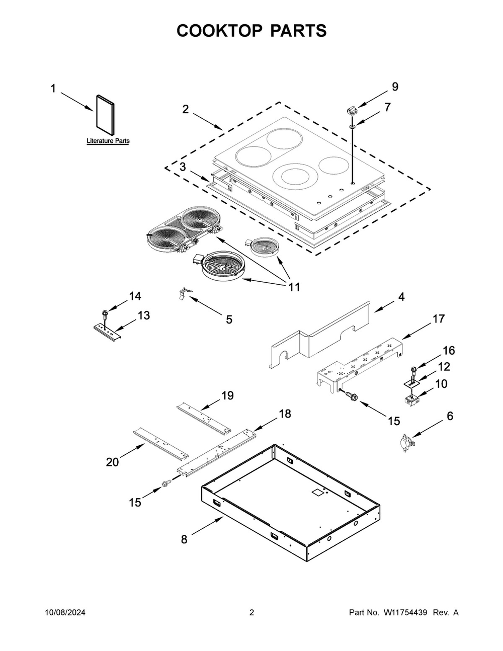 02 - Cooktop Parts Diagram and Parts List for MEC8830HS01  Whirlpool Cooktop