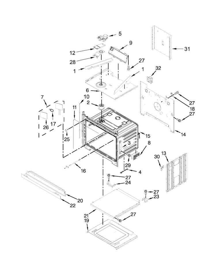 Lower Oven Parts Diagram and Parts List for KEBK276BBL01  KitchenAid Wall Oven