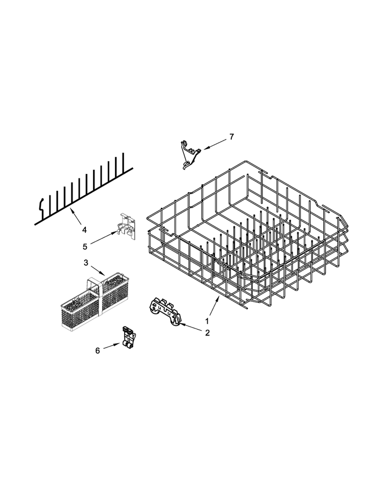 Lower Rack Parts Diagram and Parts List for KUDE48FXPA6  KitchenAid Dishwasher